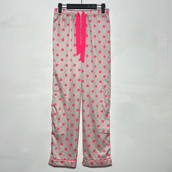Victoria's Secret Other - Victoria’s Secret Pink White Black Polka Dot Silky Lightweight Pajama Pants XS
